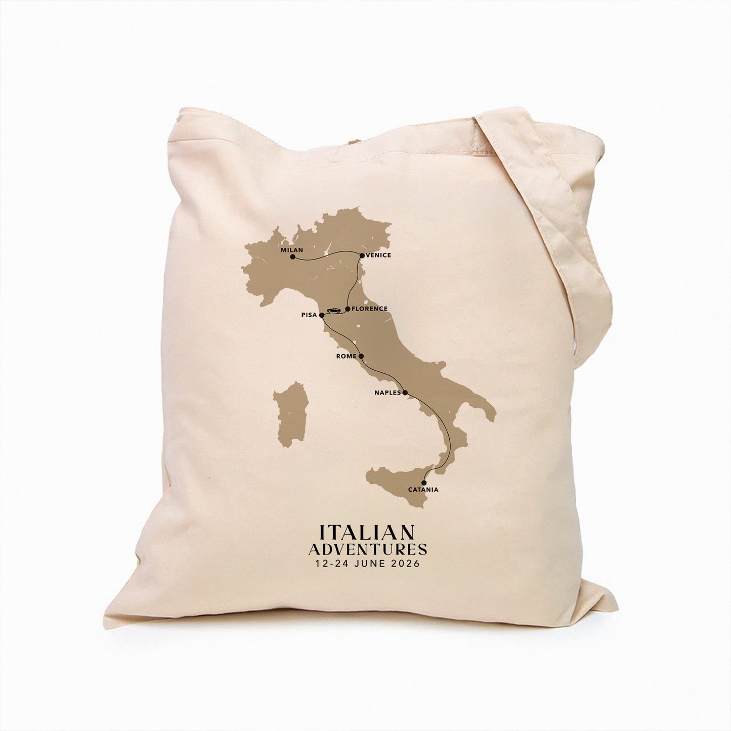 Italy Personalized Map Tote Bag | Travel Agents, Group Tours, School Trips