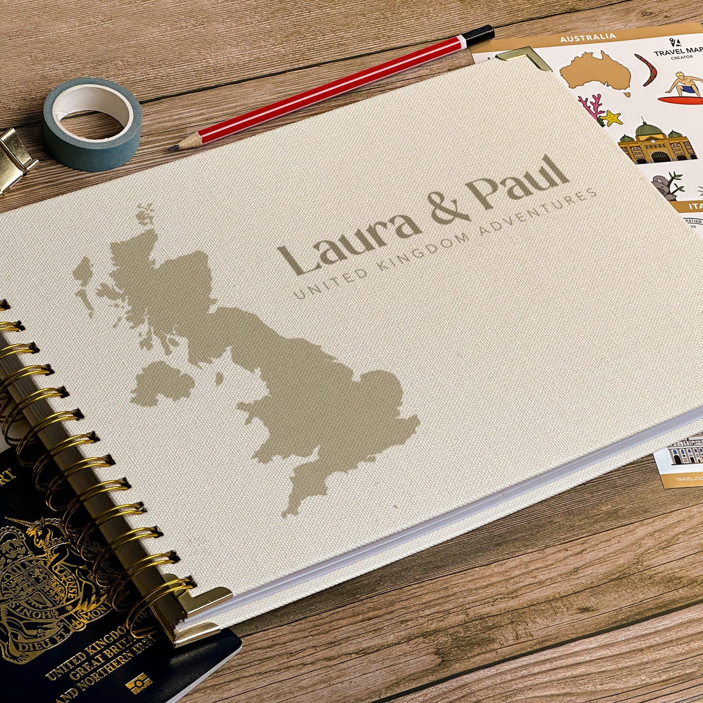 UK Personalized Travel Scrapbook/Photo Album
