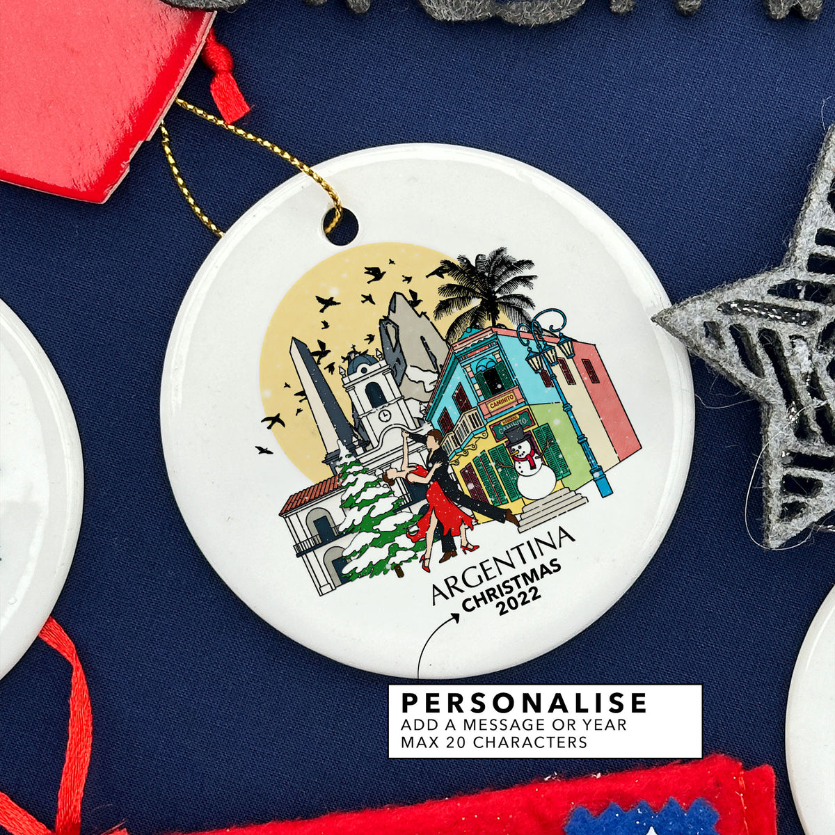 Argentina, Buenos Aires Personalised Christmas Tree Ornament