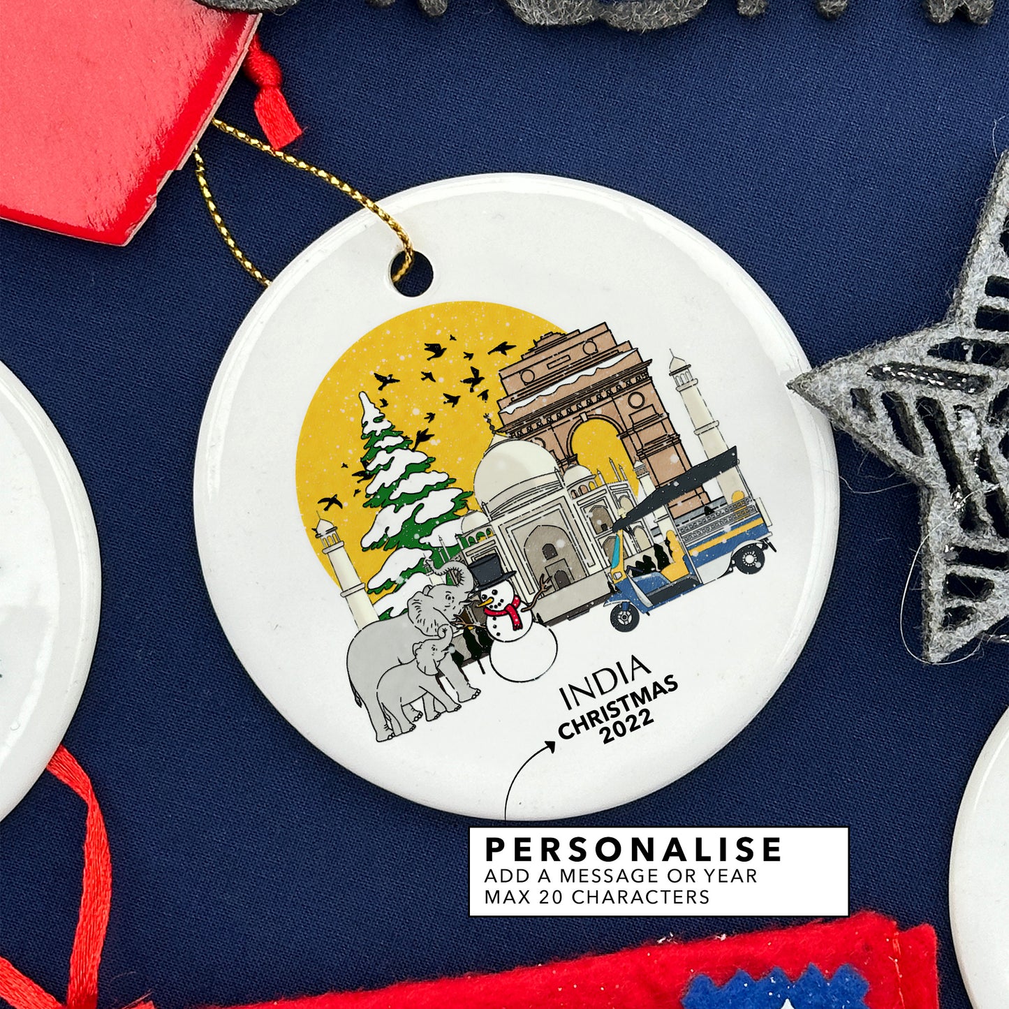 India Personalised Christmas Tree Ornament