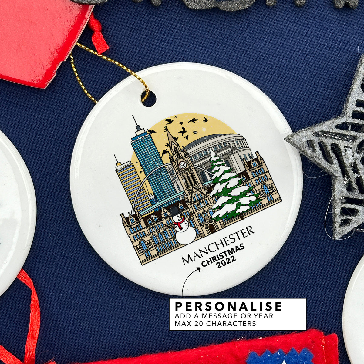 Manchester England Personalised Christmas Tree Ornament