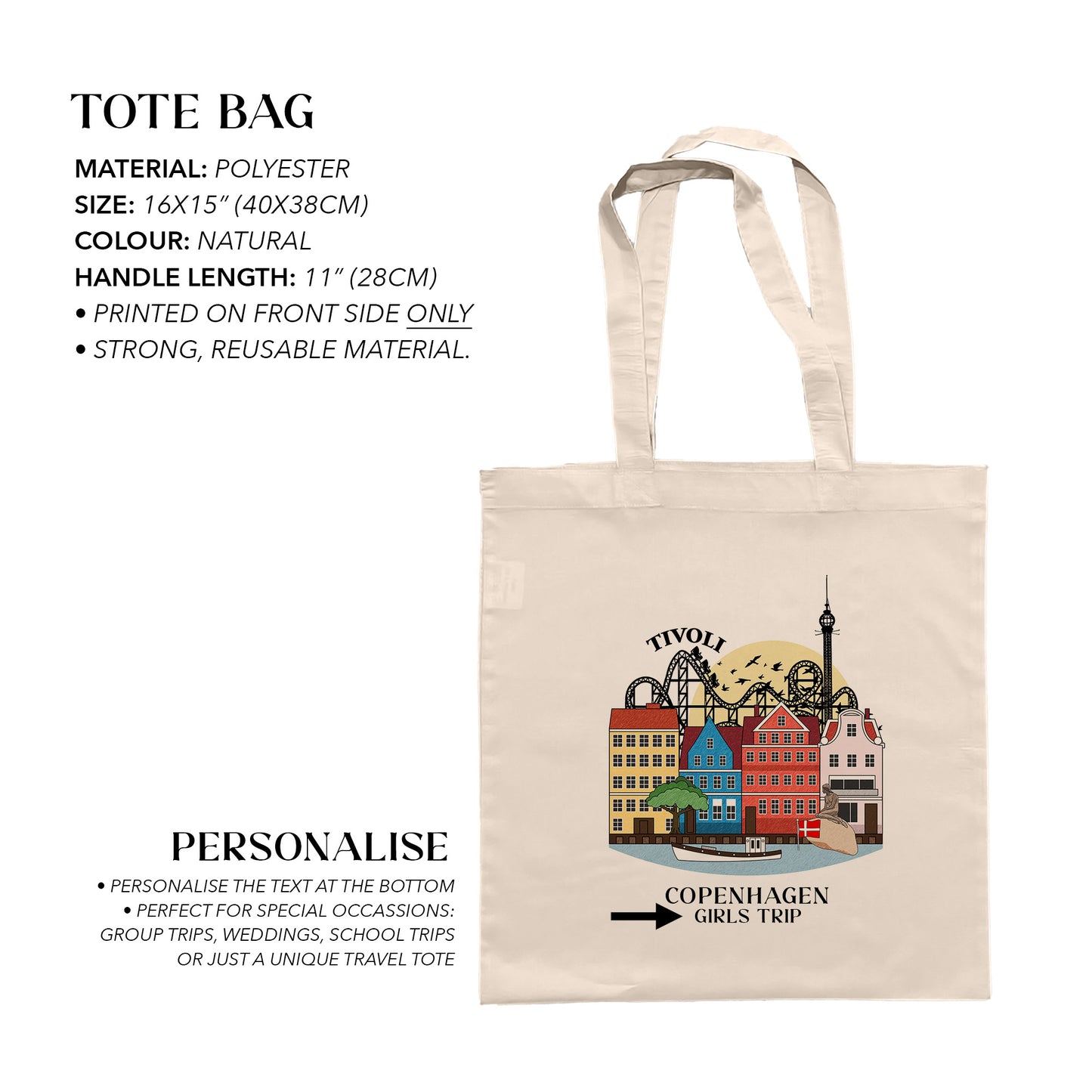 Copenhagen Personalized Tote Bag