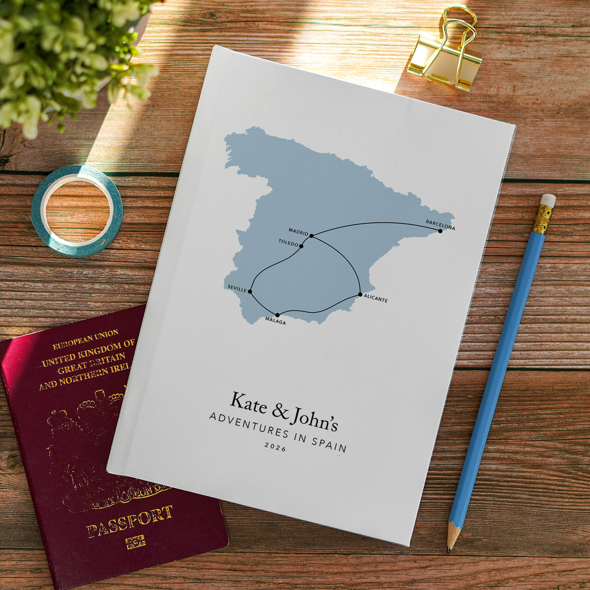 Spain Personalised Travel Journal | Travel Map Diary, Planner & Bucket List Book