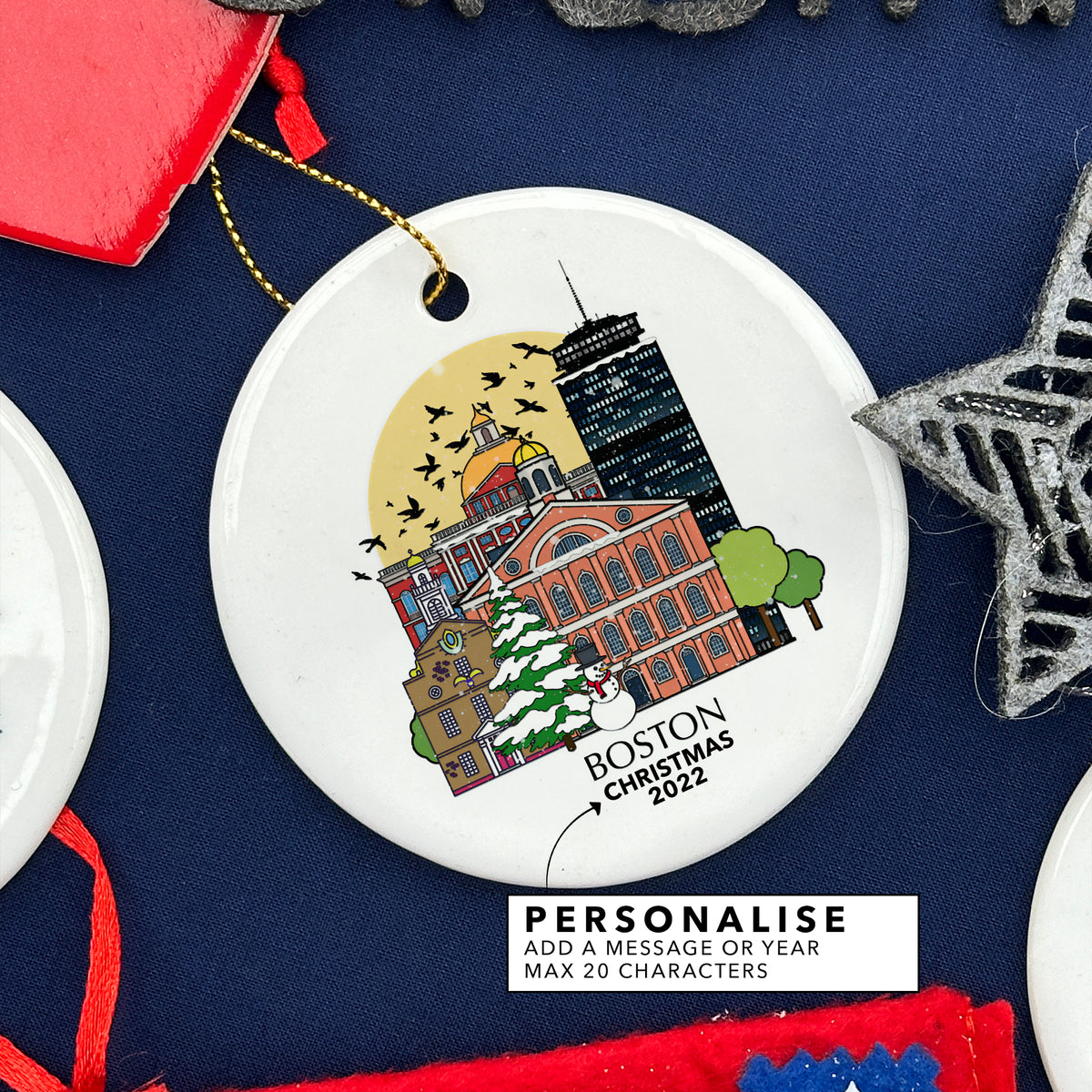 Boston USA Personalised Christmas Tree Ornament