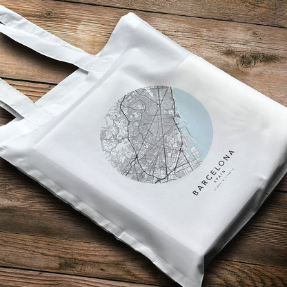 Barcelona Personalised City Map Tote Bag