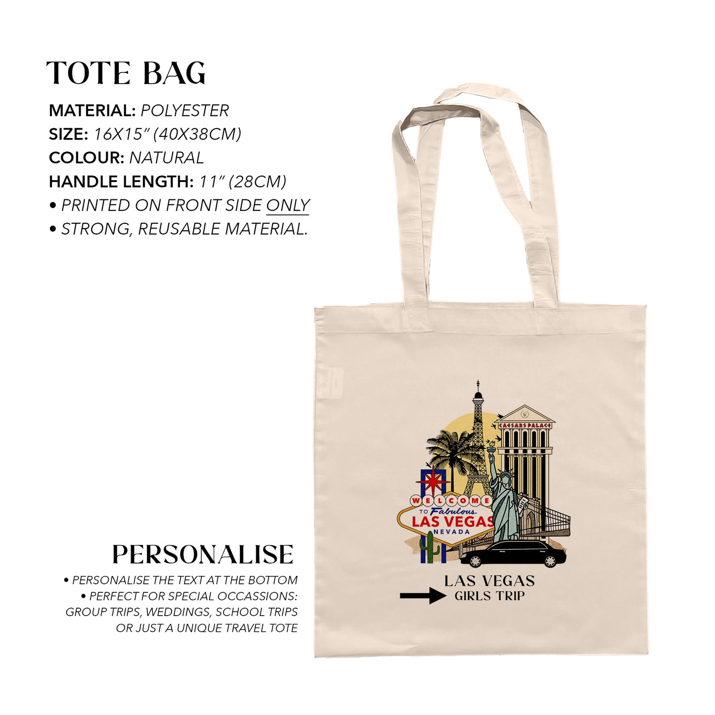 Las Vegas Personalized Tote Bag