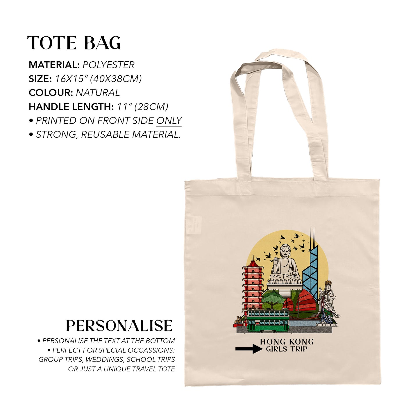 Hong Kong Personalized Tote Bag