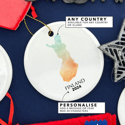 Finland Map Personalised Christmas Tree Ornament