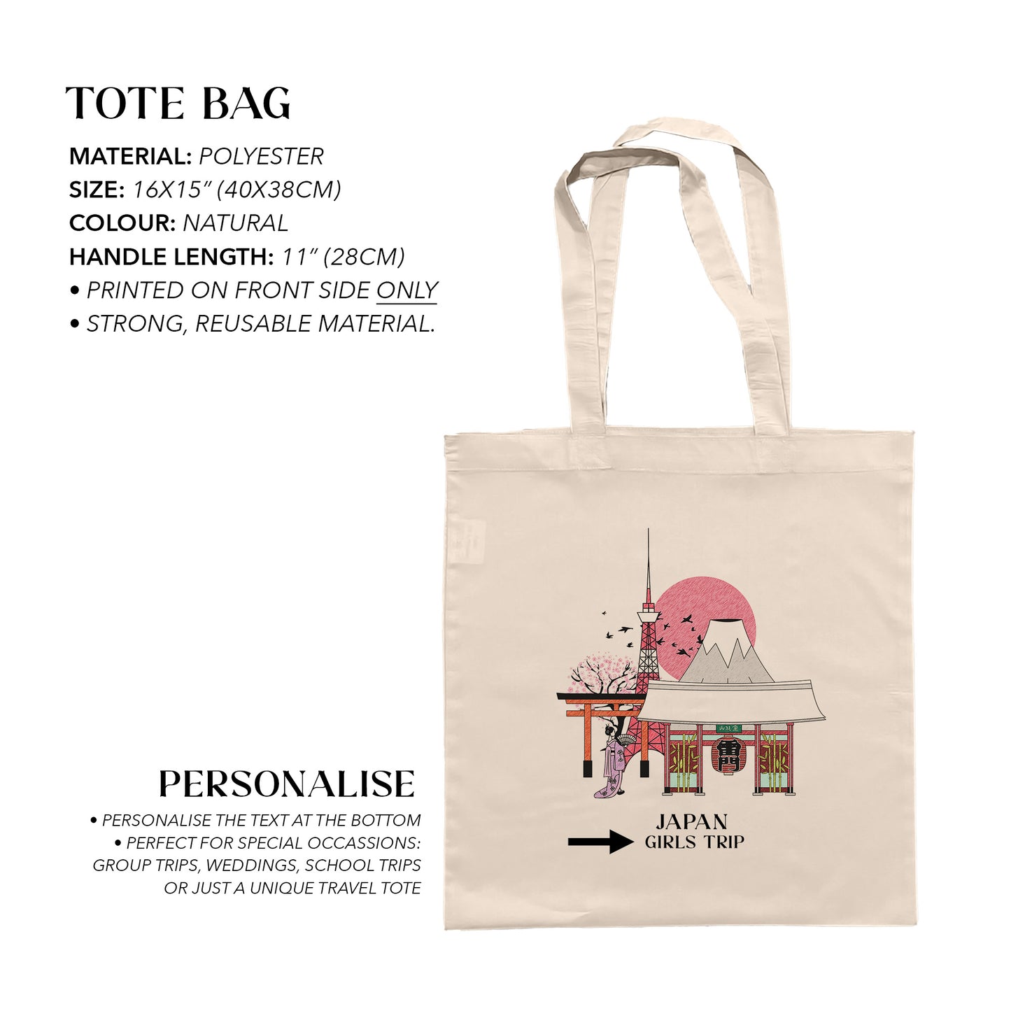 Japan Personalized Tote Bag