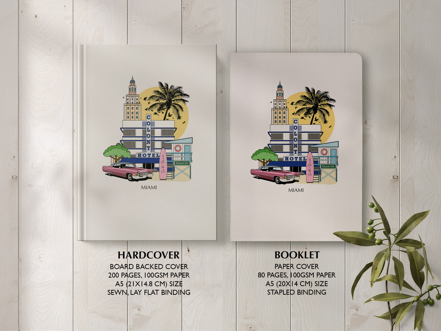 Miami Personalised Illustrated Travel Journal/Notebook