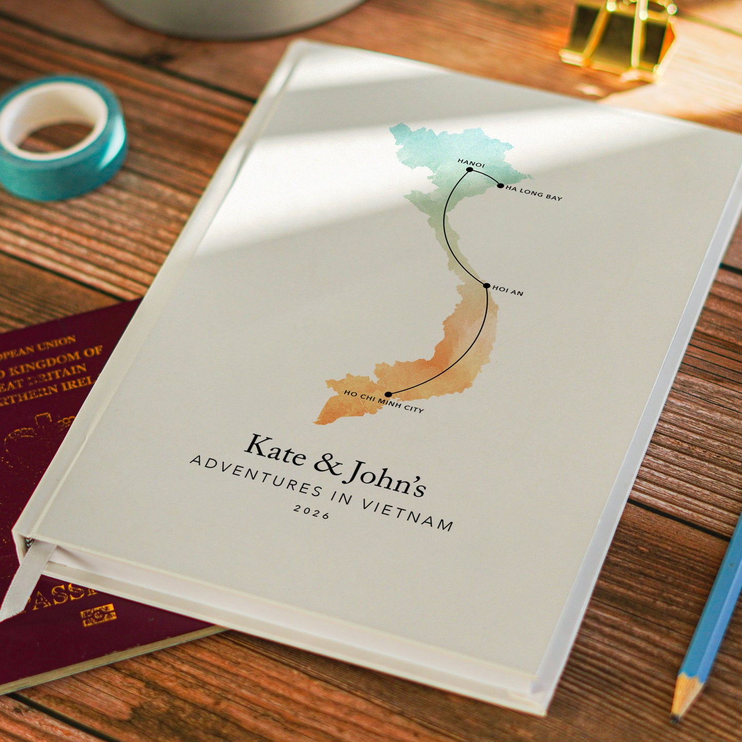 Vietnam Personalised Travel Journal | Travel Map Diary, Planner & Bucket List Book