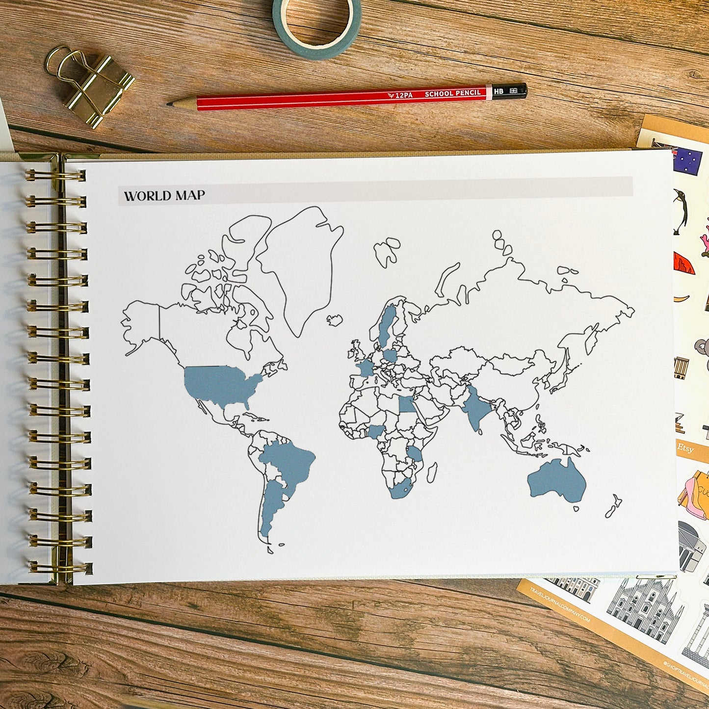 World Map XL Personalised Travel Journal
