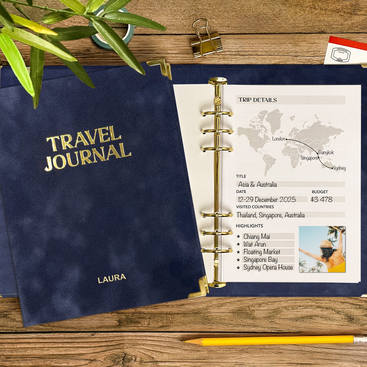 Personalised Travel Journal Binder | Velvet