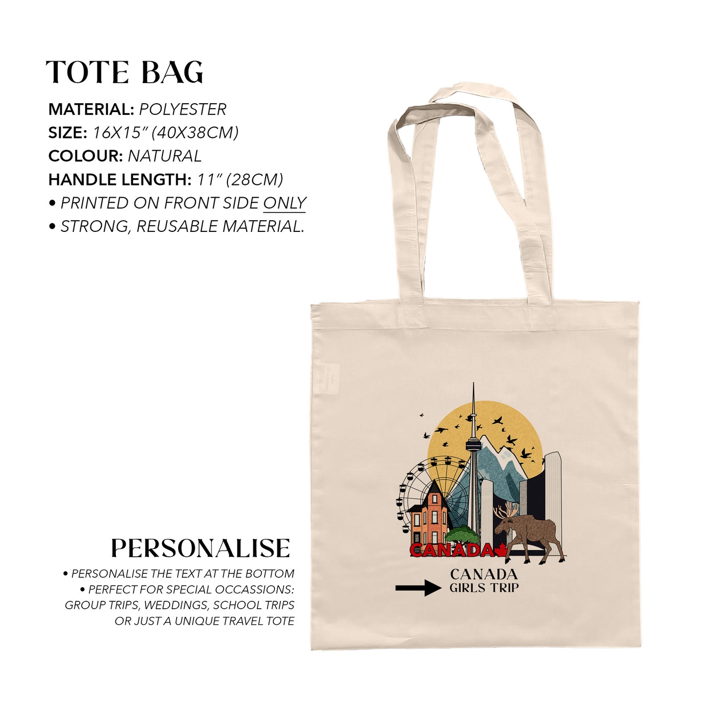 Canada Personalized Tote Bag