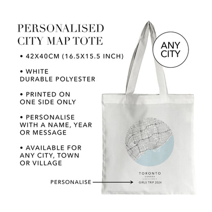 Toronto Personalised City Map Tote Bag