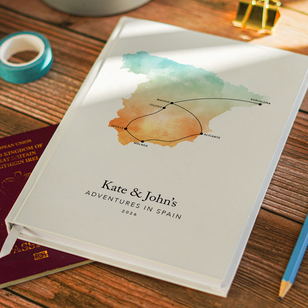 Spain Personalised Travel Journal | Travel Map Diary, Planner & Bucket List Book