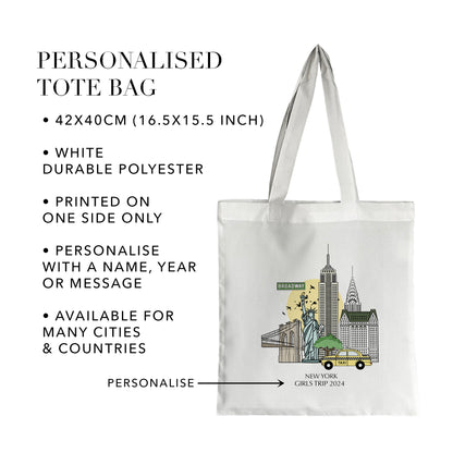 New York USA Personalised Tote Bag