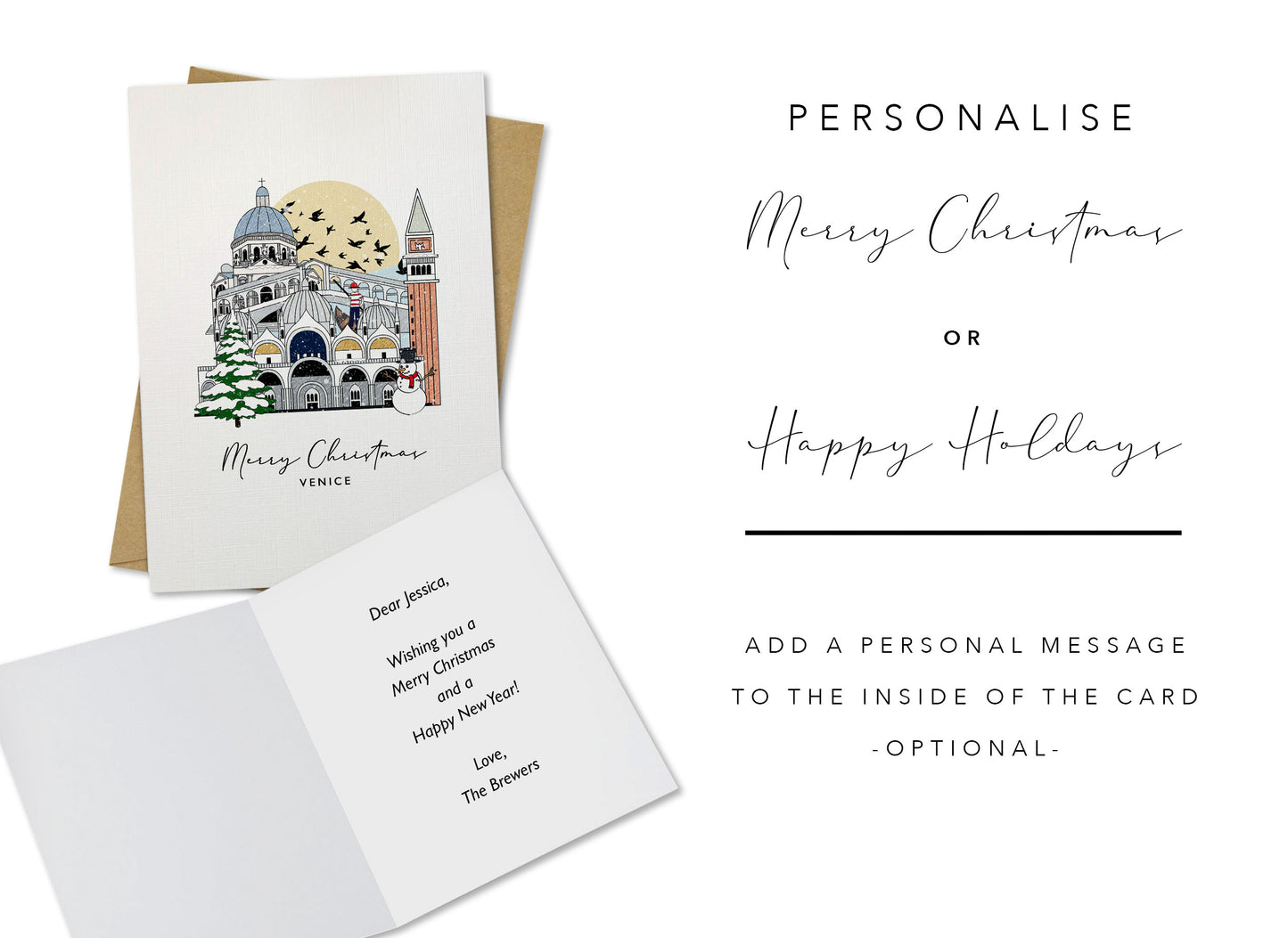 Venice Personalised Christmas/Holiday Greeting Card