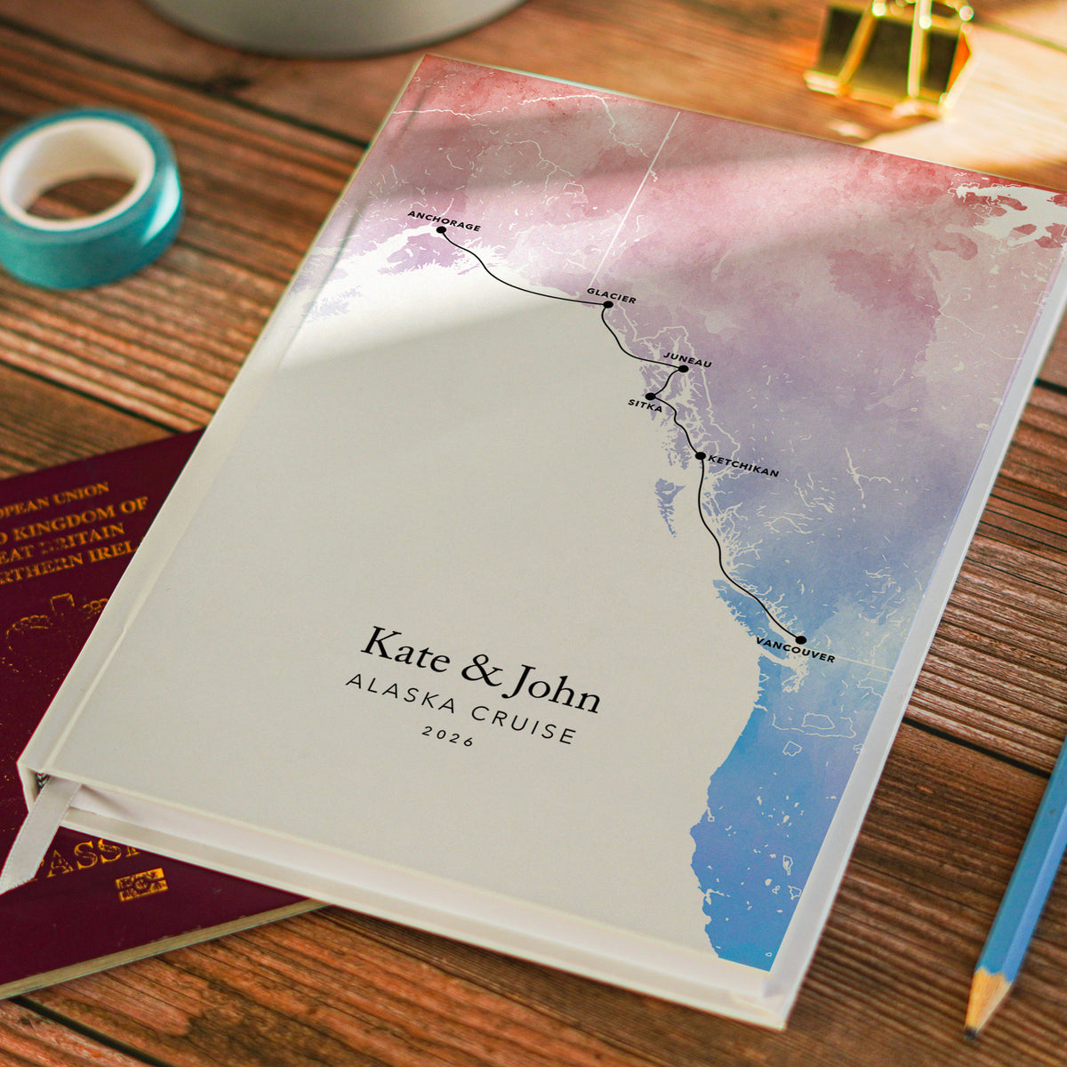 Alaska Cruise Personalised Travel Journal | Travel Map Diary, Planner & Bucket List Book