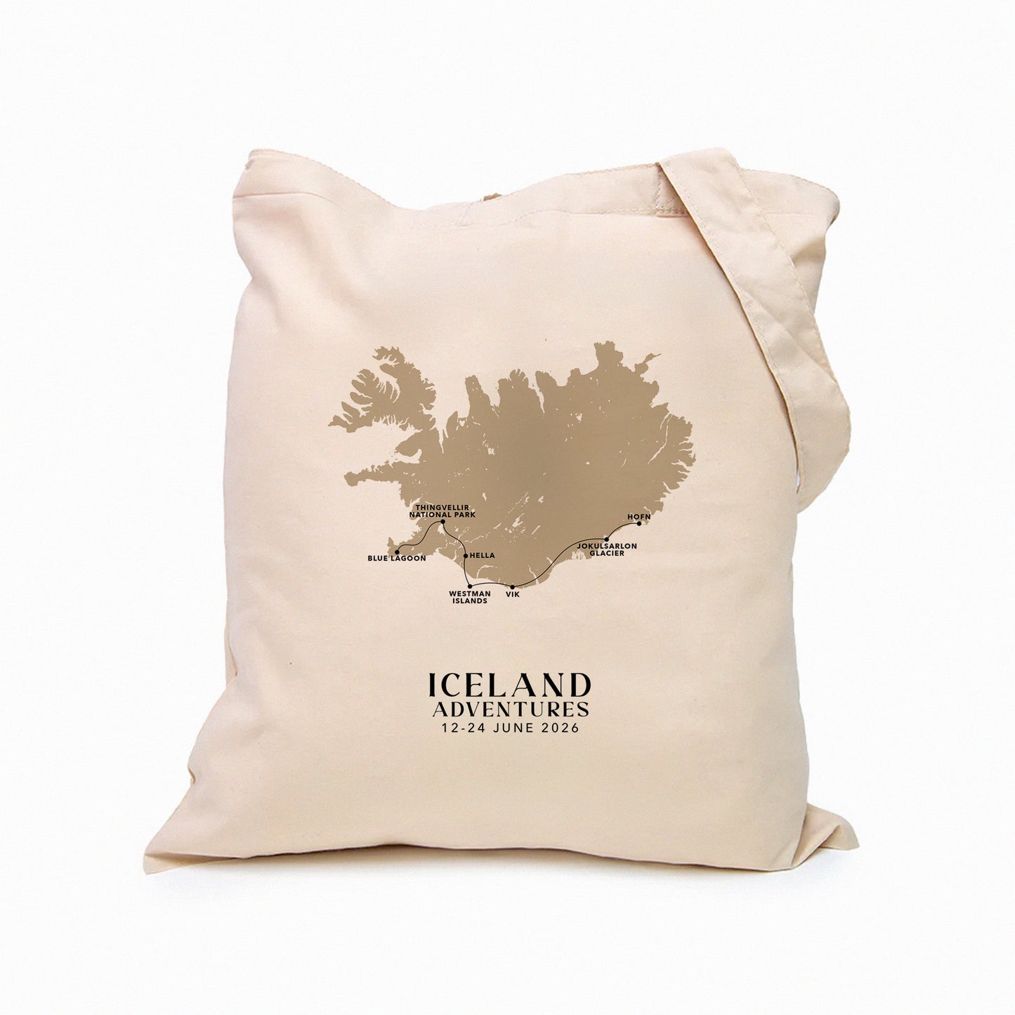 Iceland Personalized Map Tote Bag | Travel Agents, Group Tours, School Trips