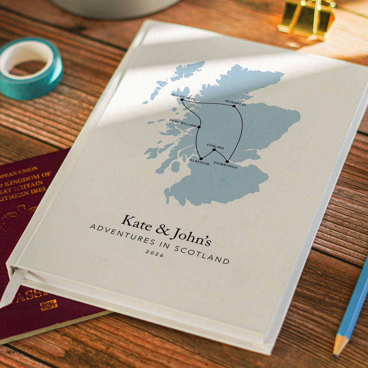 Scotland Personalised Travel Journal | Travel Map Diary, Planner & Bucket List Book