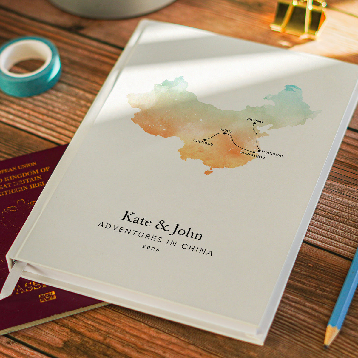 China Personalised Travel Journal | Travel Map Diary, Planner & Bucket List Book