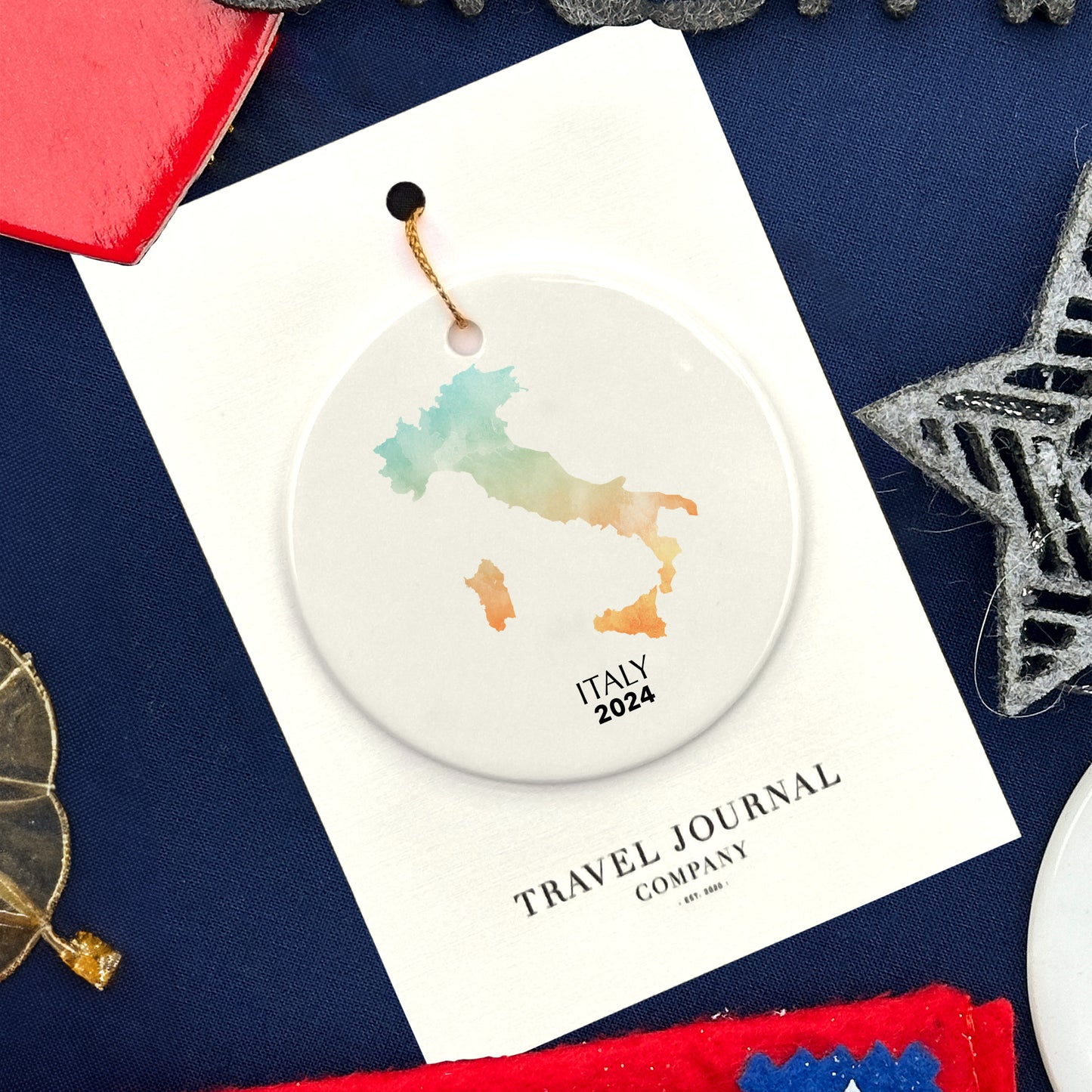 Italy Map Personalised Christmas Tree Ornament