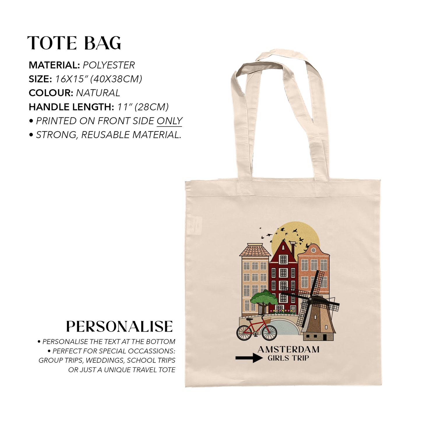 Amsterdam Personalized Tote Bag