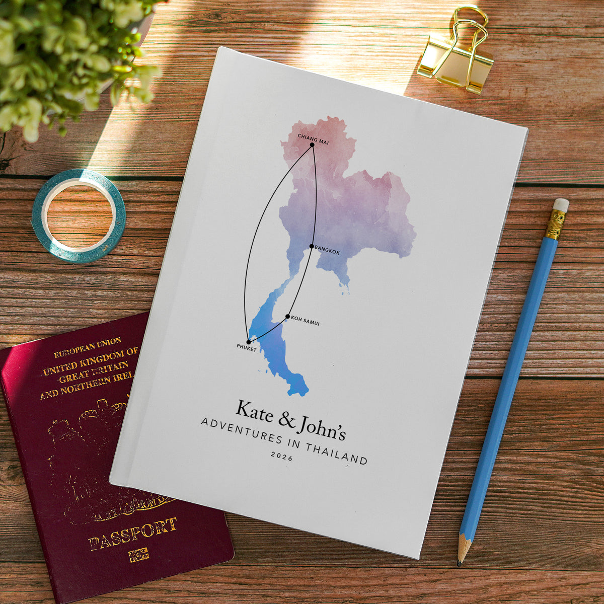 Thailand Personalised Travel Journal | Travel Map Diary, Planner & Bucket List Book