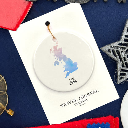 UK Map Personalised Christmas Tree Ornament