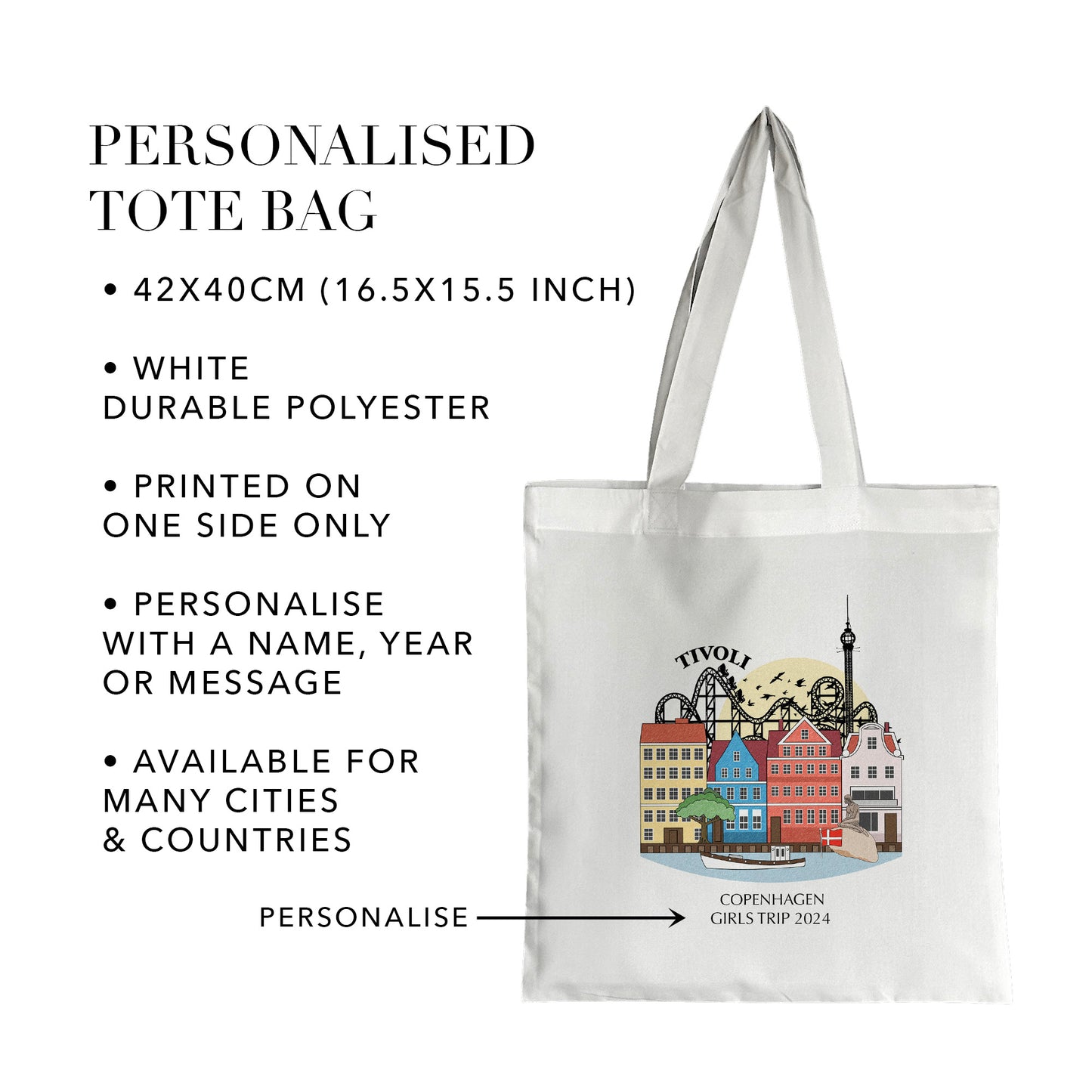 Copenhagen Denmark Personalised Tote Bag