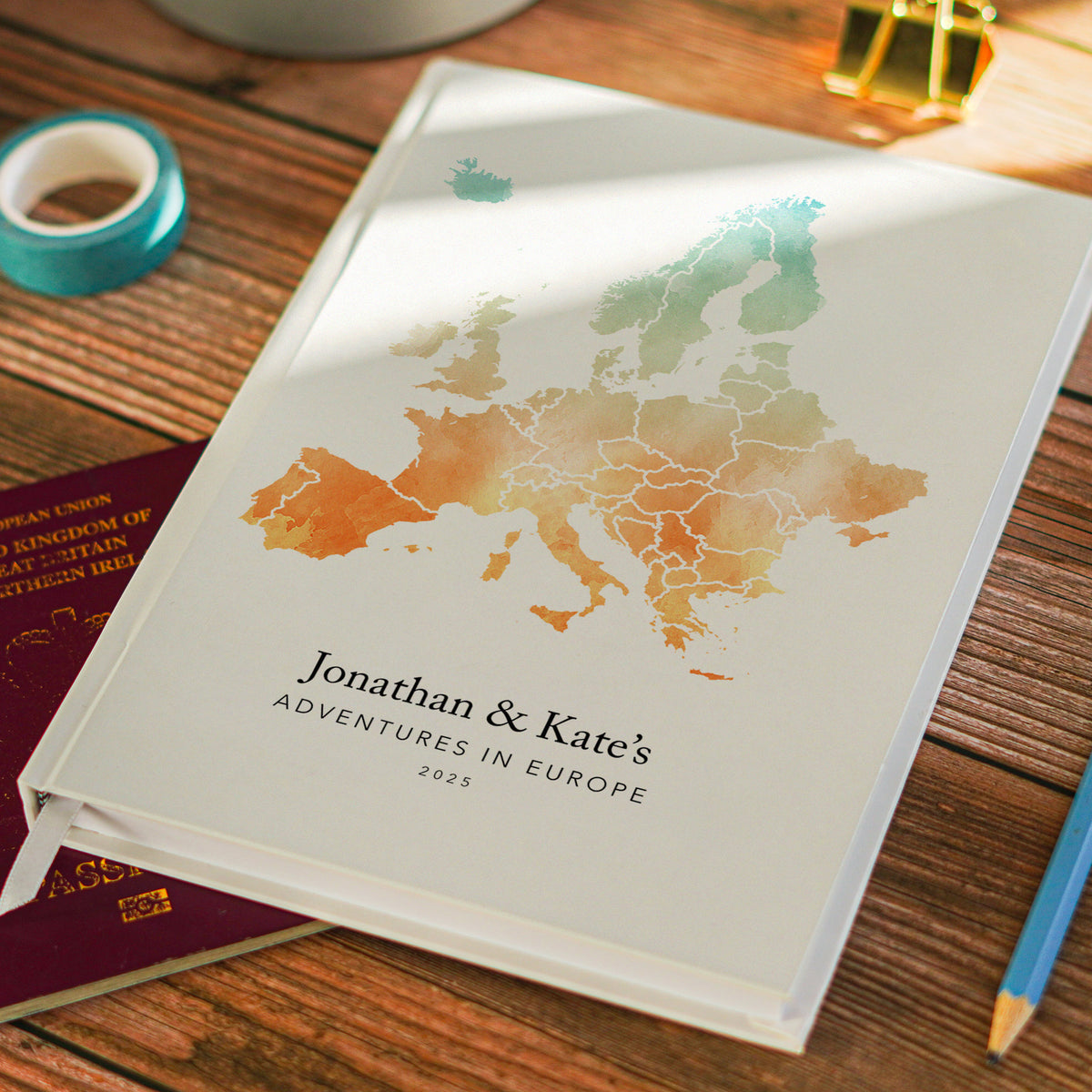 Europe Personalised Travel Journal | Travel Map Diary, Planner & Bucket List Book