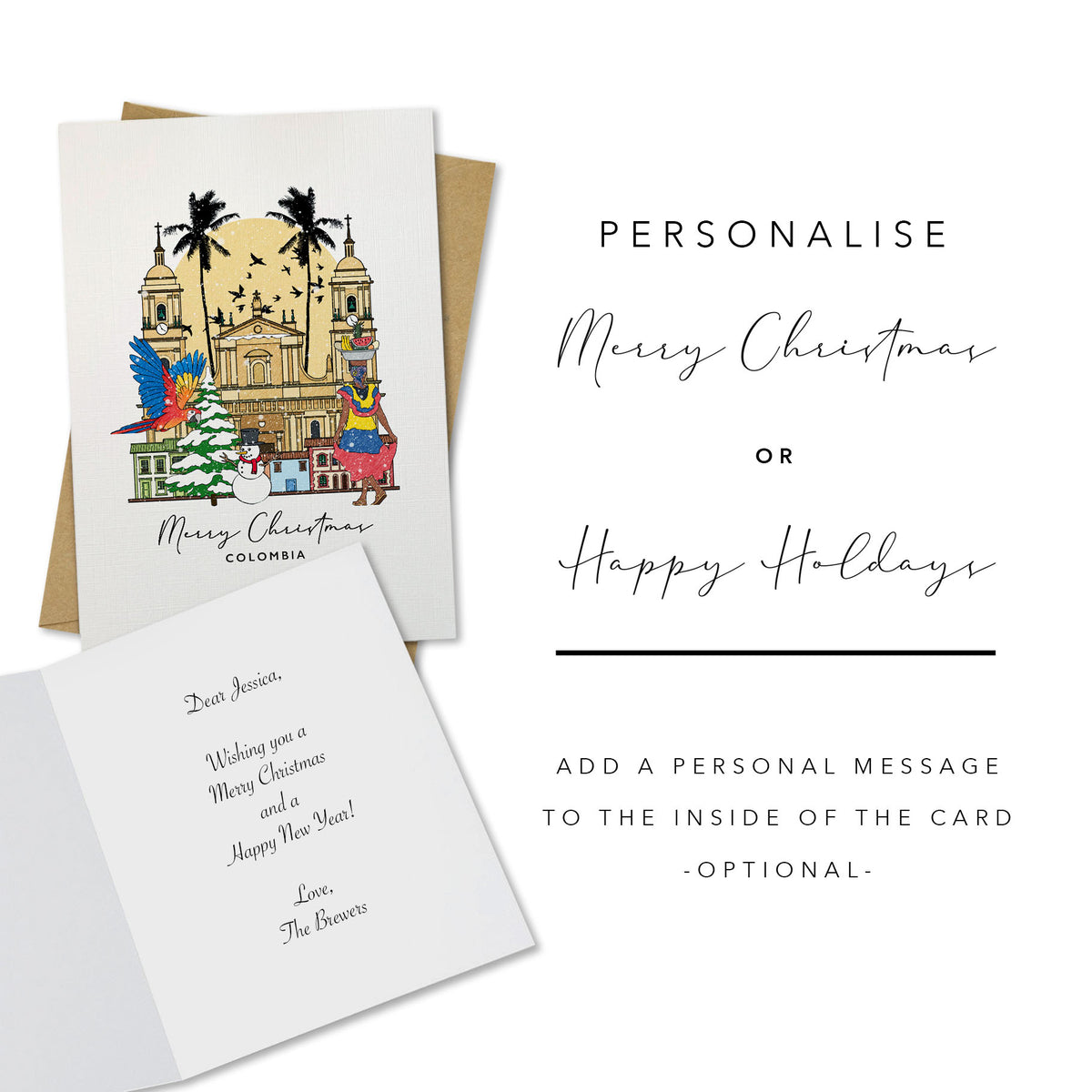 Colombia Personalised Christmas/Holiday Greeting Card