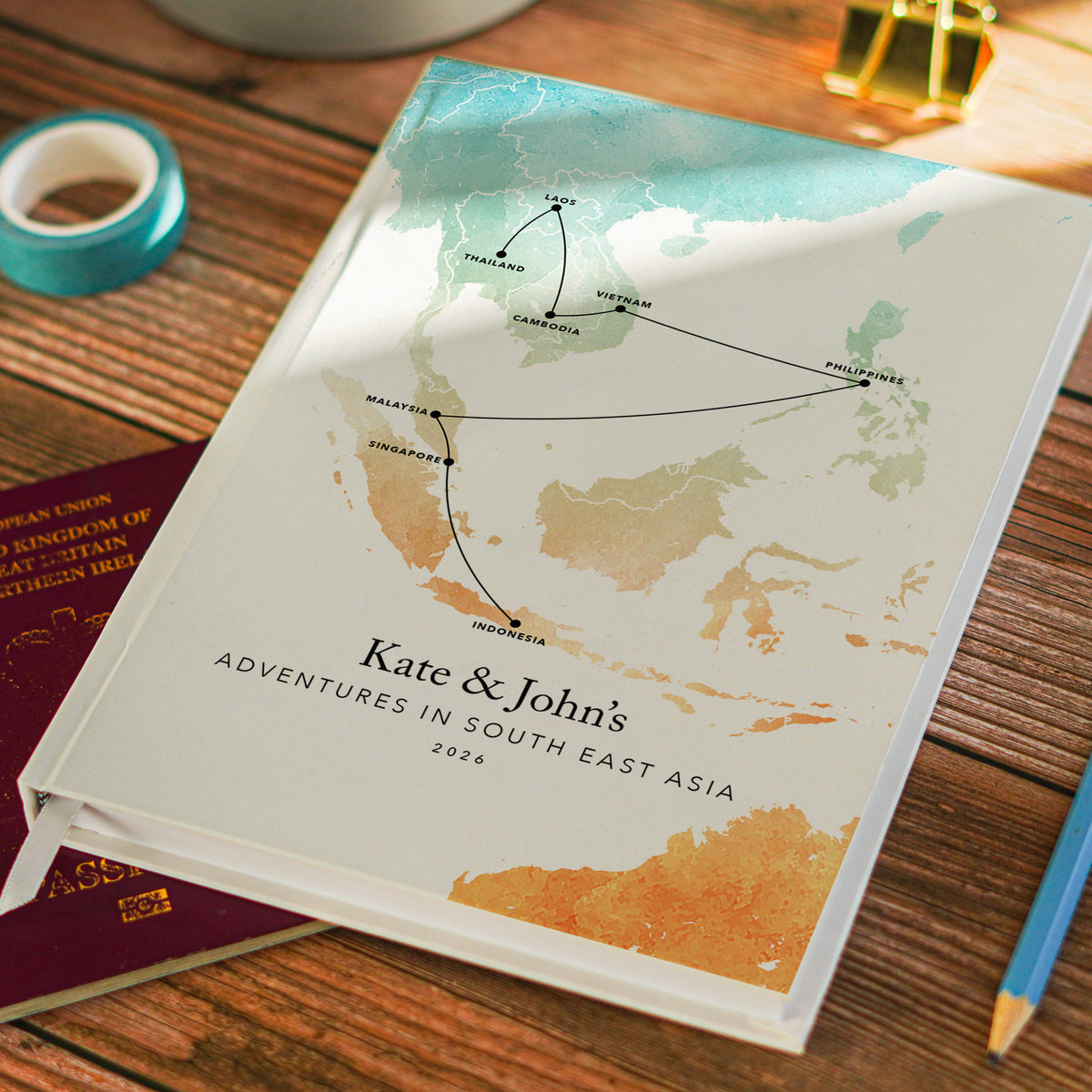 South East Asia Personalised Travel Journal | Travel Map Diary, Planner & Bucket List Book