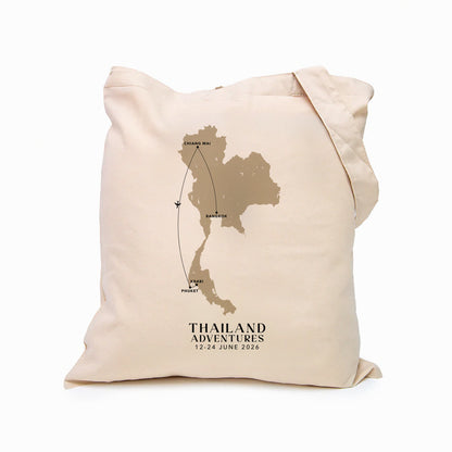 Thailand Personalized Map Tote Bag | Travel Agents, Group Tours, School Trips