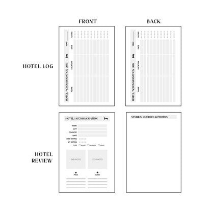 Hotel review/Hotel Log Ultimate Travel Journal Insert