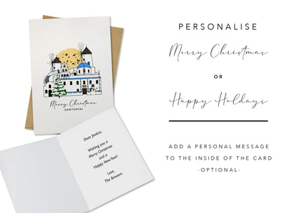 Santorini Personalised Christmas/Holiday Greeting Card