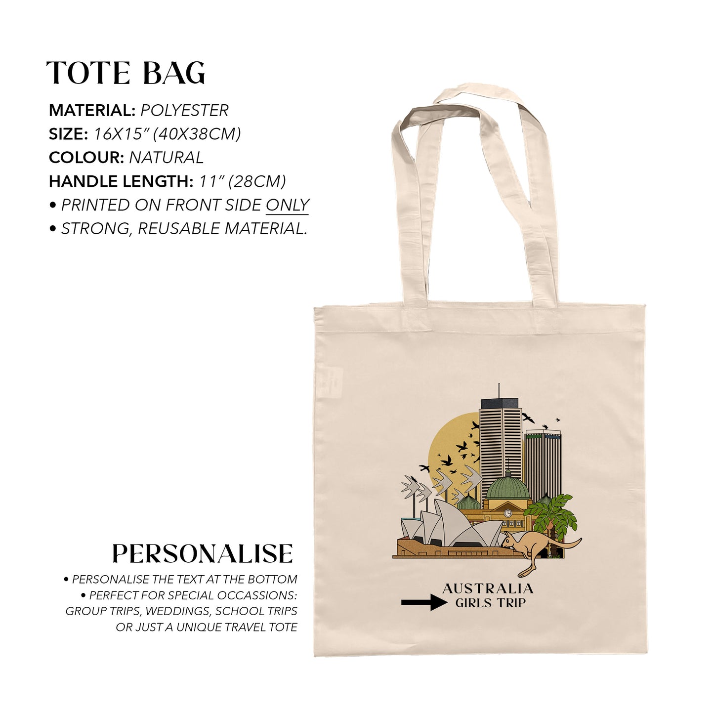 Australia Personalized Tote Bag