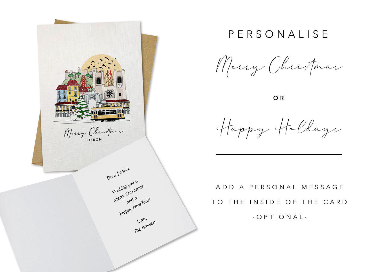 Lisbon Personalised Christmas/Holiday Greeting Card