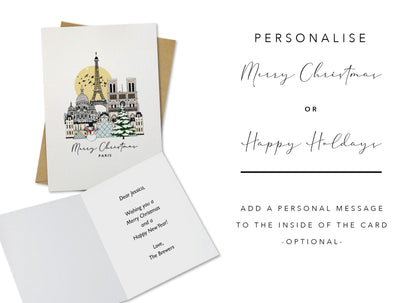 Paris Personalised Christmas/Holiday Greeting Card