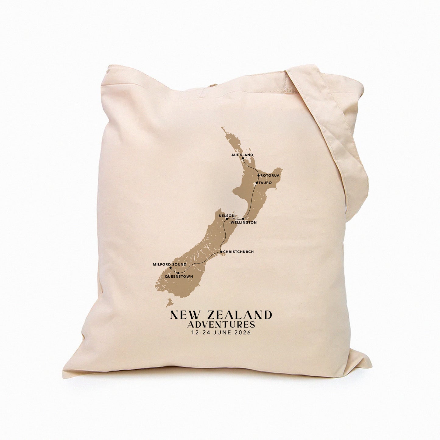 New Zealand Personalized Map Tote Bag | Travel Agents, Group Tours, School Trips