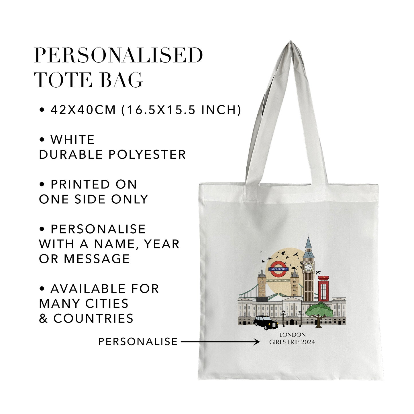 London England Personalised Tote Bag