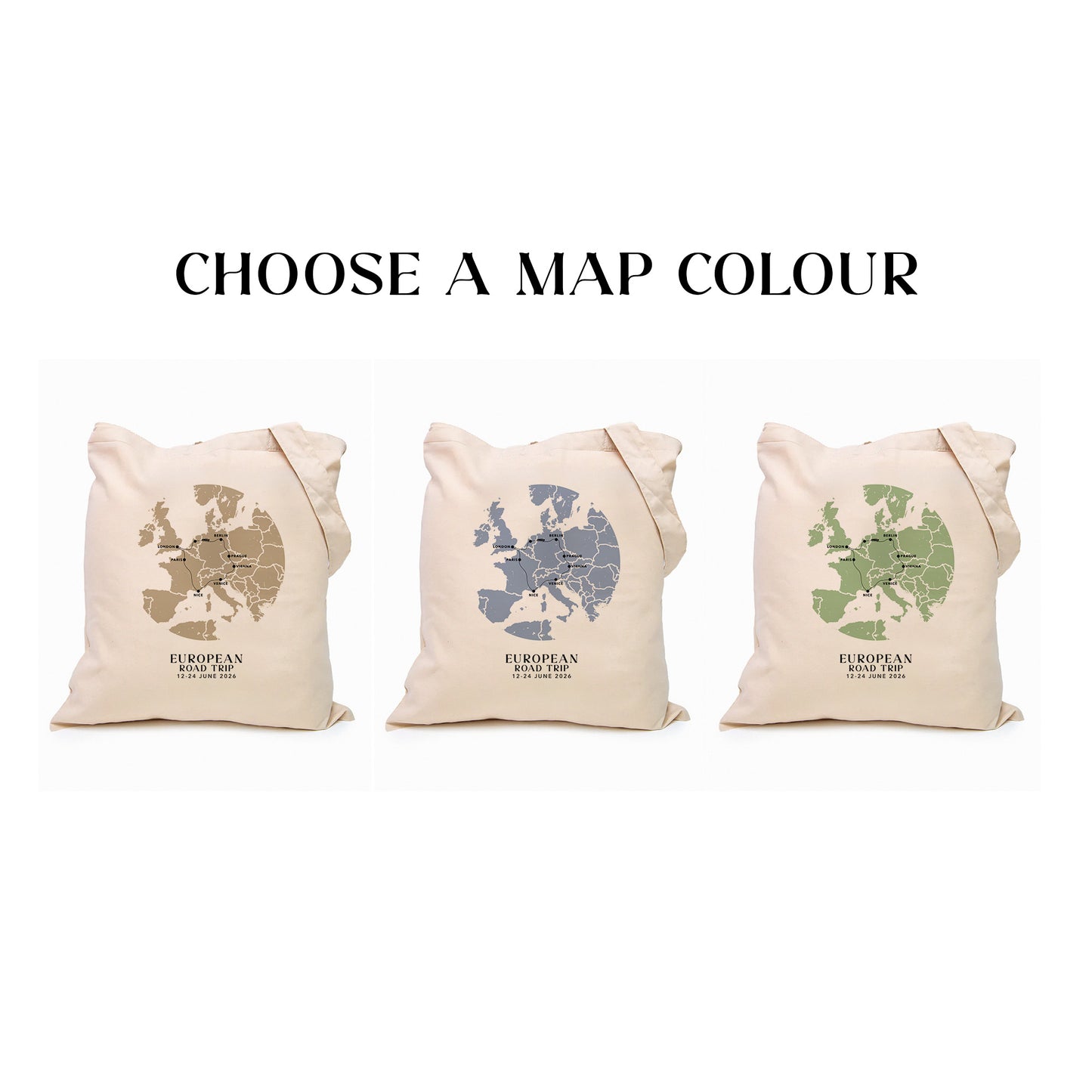 Europe Personalized Map Tote Bag | Travel Agents, Group Tours, School Trips