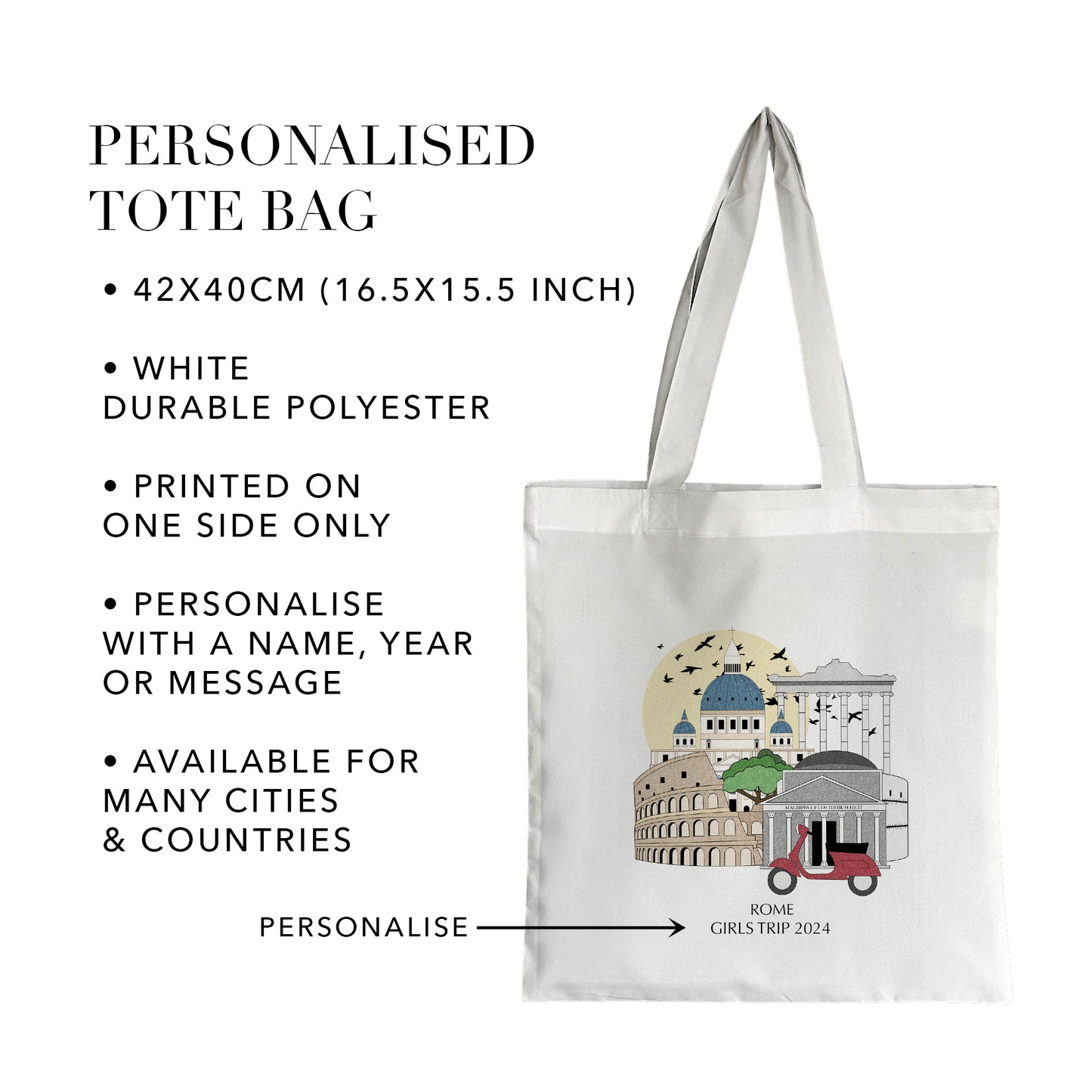 Rome Italy Personalised Tote Bag