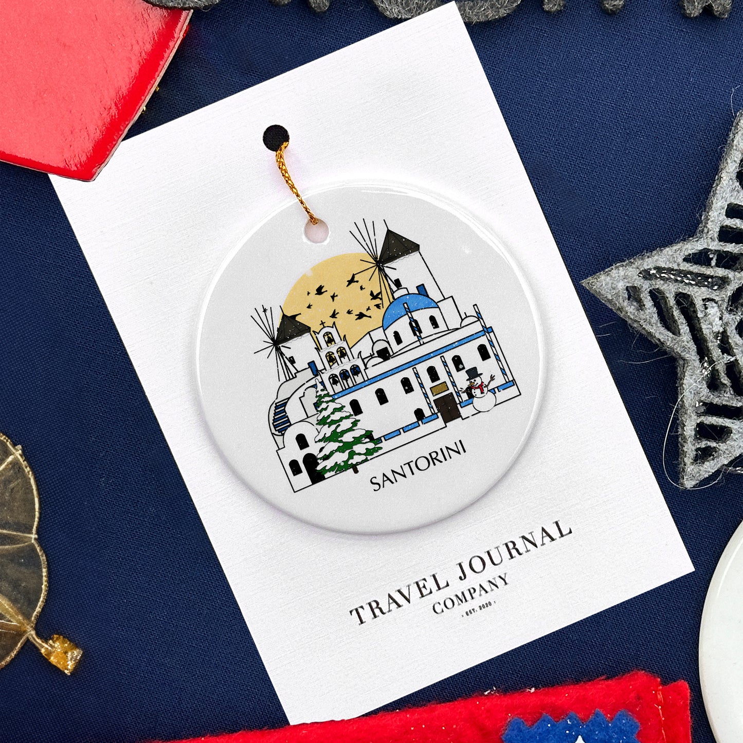 Santorini, Greece Personalised Christmas Tree Ornament