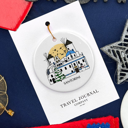 Santorini, Greece Personalised Christmas Tree Ornament