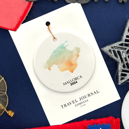 Mallorca Map Personalised Christmas Tree Ornament