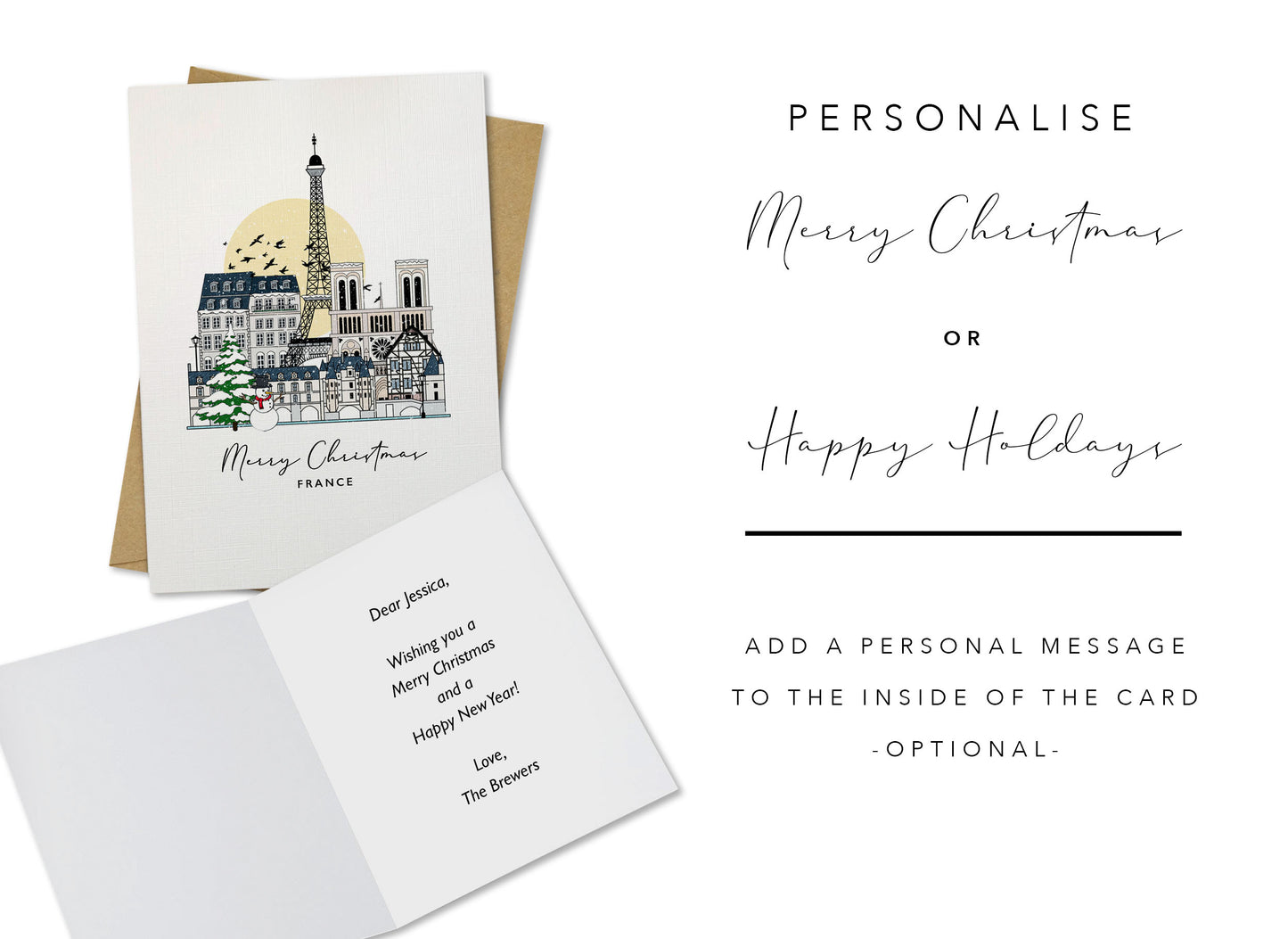 France Personalised Christmas/Holiday Greeting Card