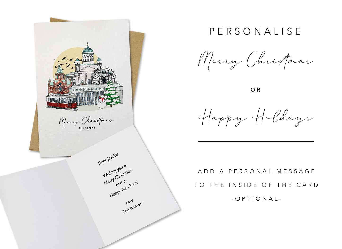 Helsinki Personalised Christmas/Holiday Greeting Card