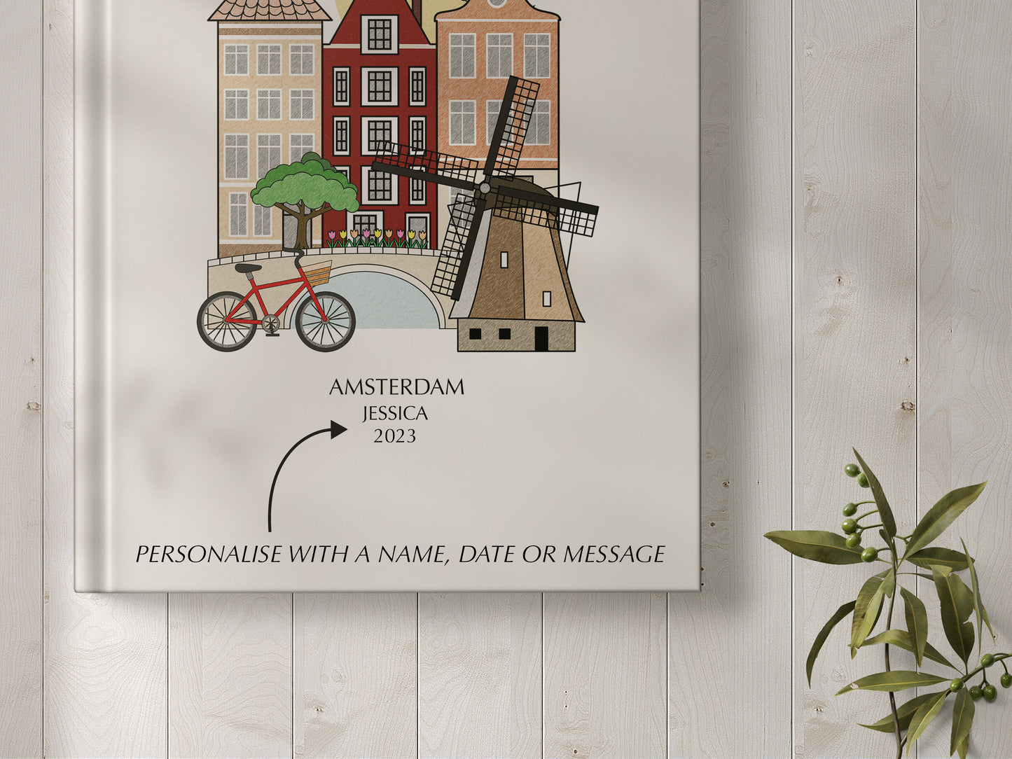 Amsterdam Personalised Illustrated Travel Journal/Notebook